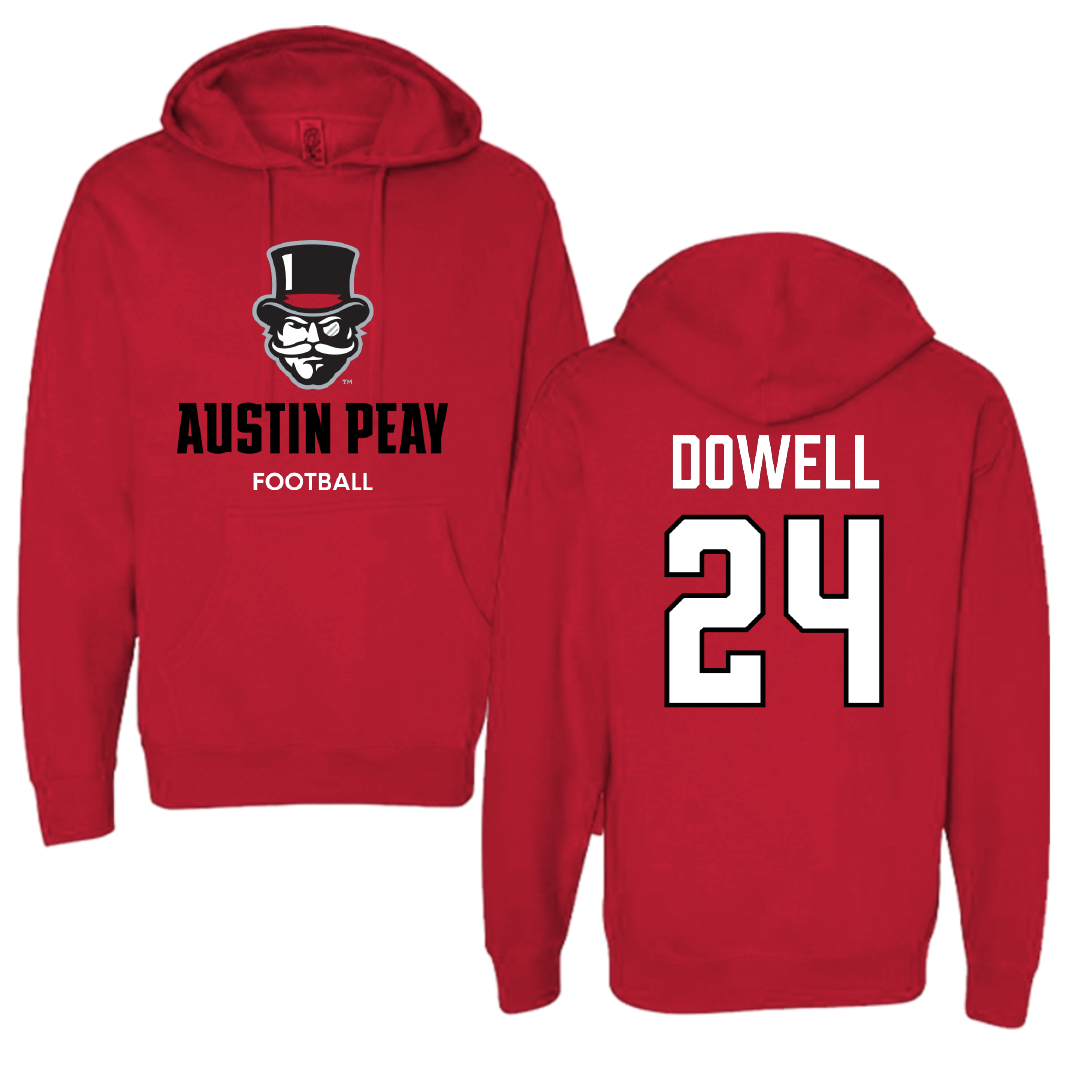 Austin Peay State University Football Red Hoodie - #24 Malaki Dowell
