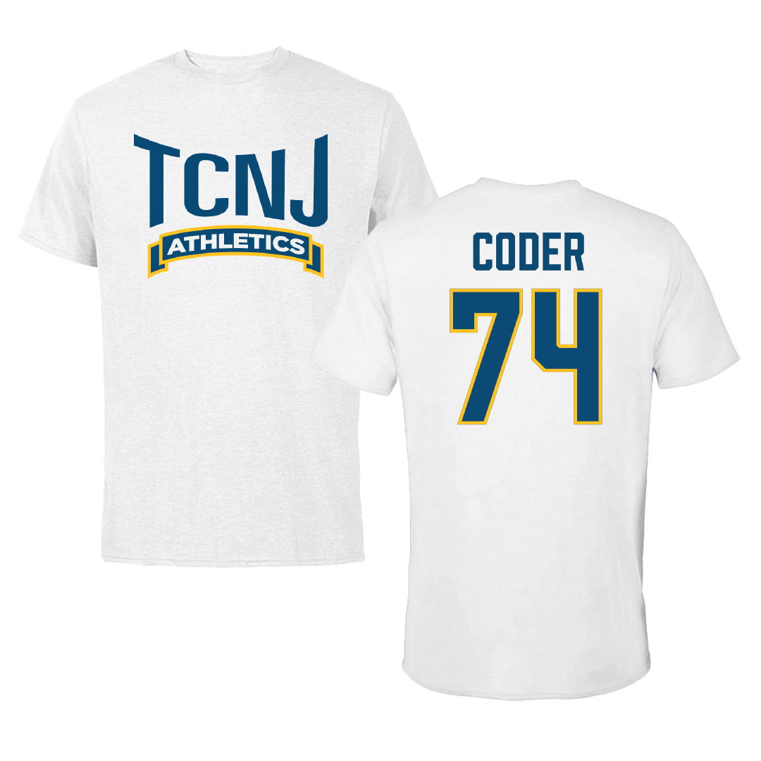 The College of New Jersey Football White Performance Tee - #74 Dane Coder