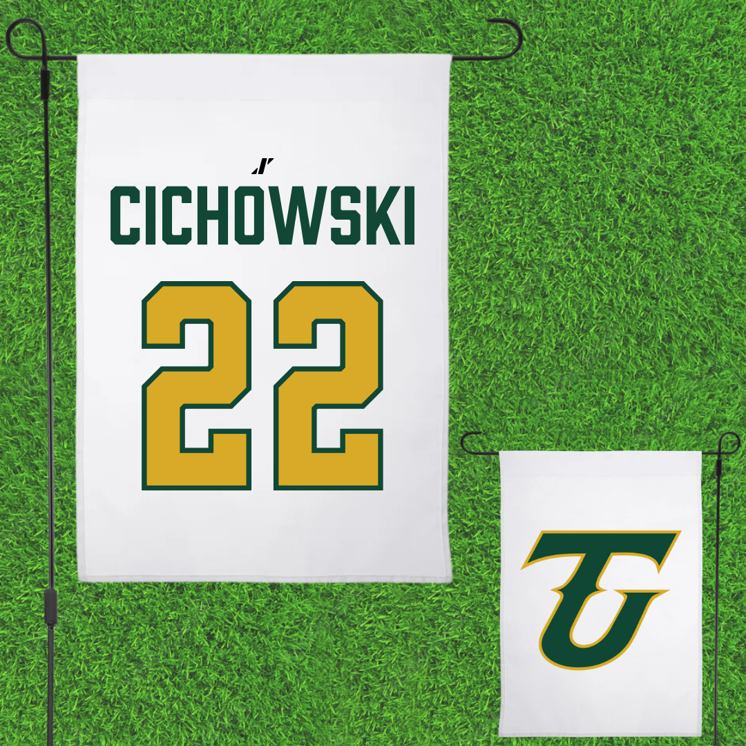 Tiffin University Soccer White Garden Flag - #22 Turner Cichowski
