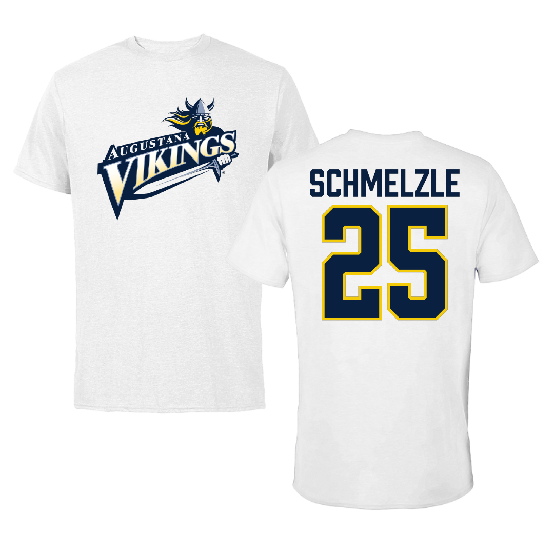 Augustana University (South Dakota) Baseball White Performance Tee - #25 Cal Schmelzle