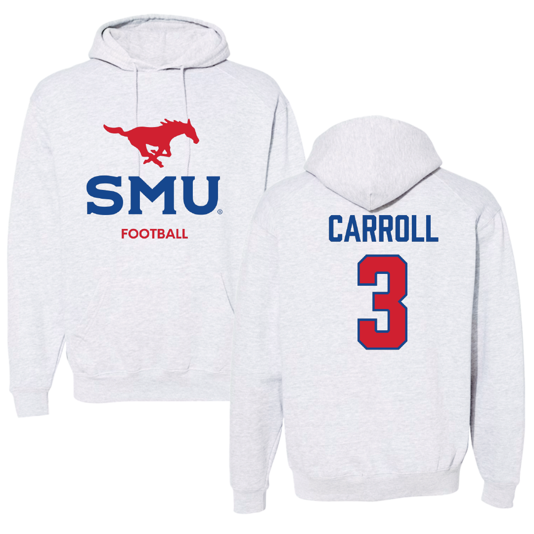 Southern Methodist University Football Light Gray Hoodie - #3 Jamarion Carroll