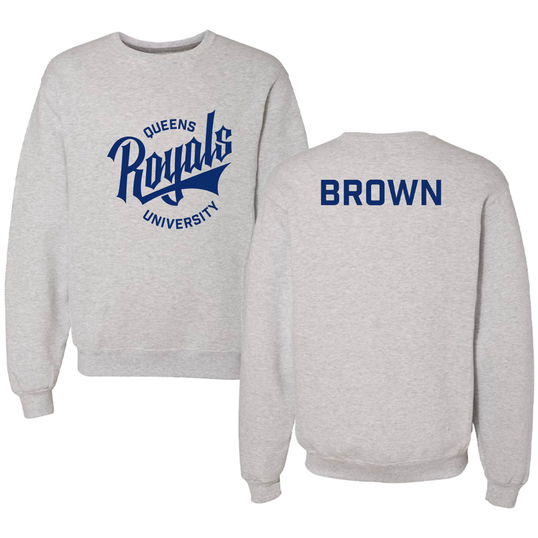 Queens University of Charlotte TF and XC Light Gray Crewneck - Jada Brown