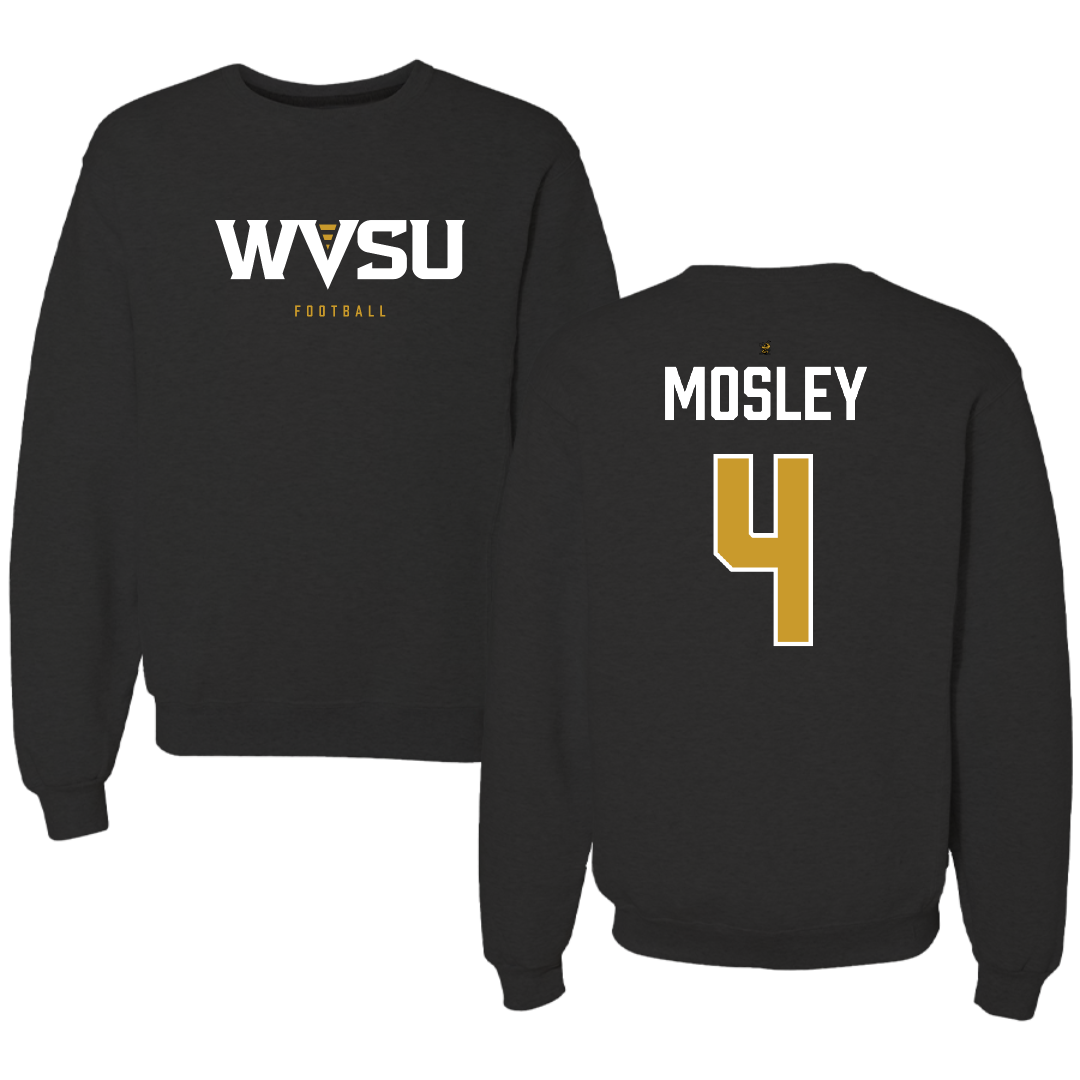 West Virginia State University Football Black Crewneck - #4 Adrien Mosley