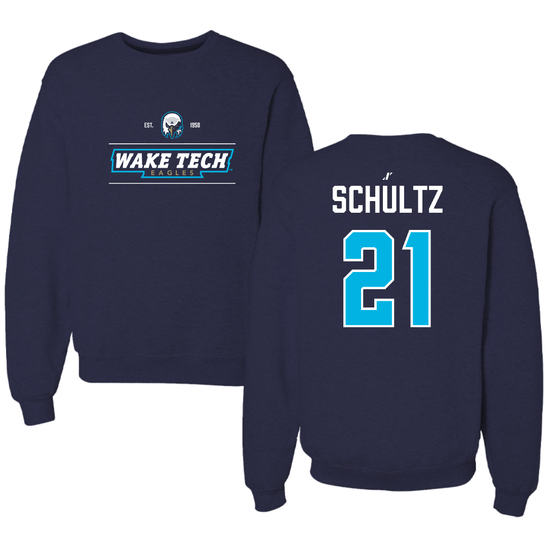 Wake Tech Community College Baseball Navy General Crewneck - #21 Nick Schultz