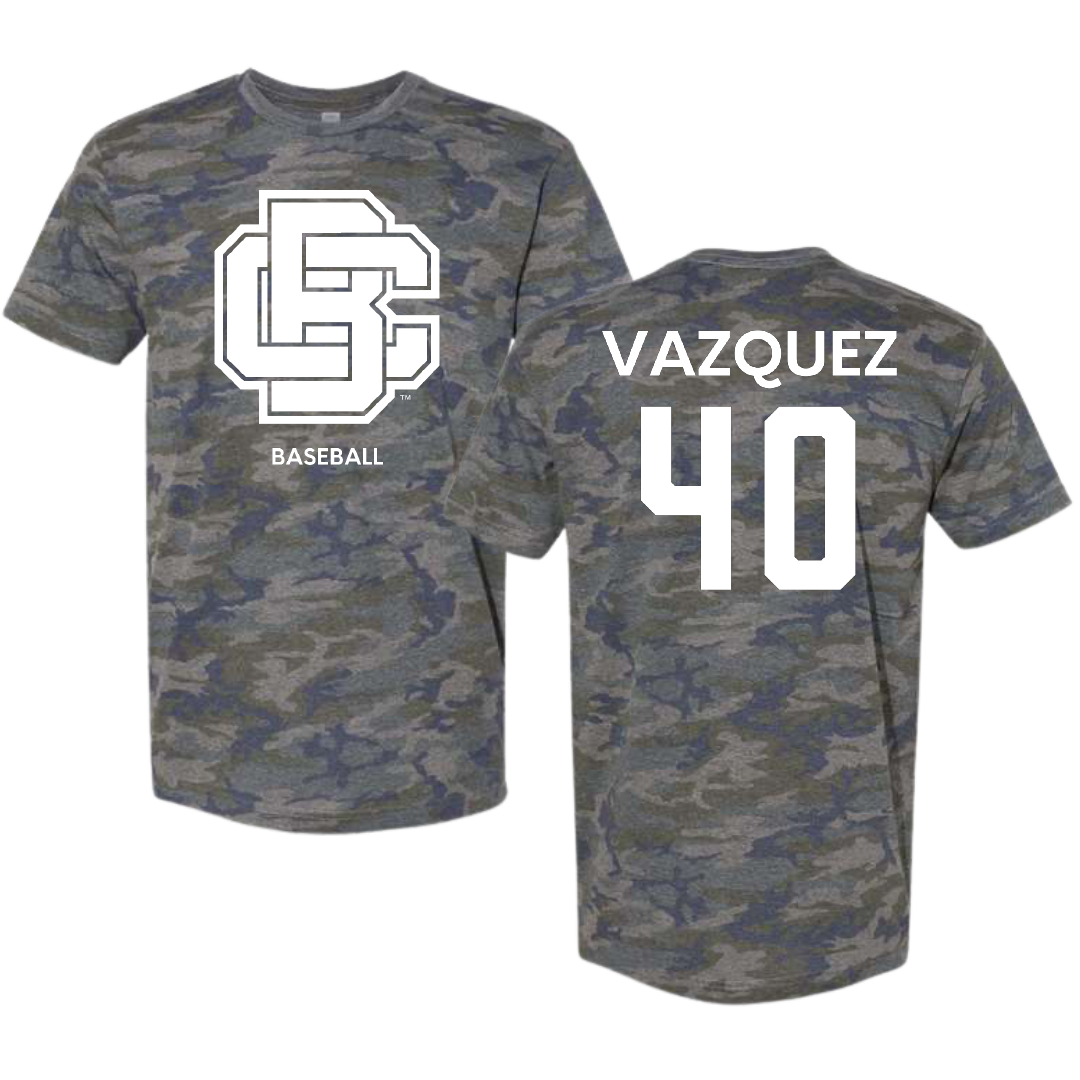 Bethune-Cookman University Baseball Vintage Camo Tee - #40 Brandon Vazquez
