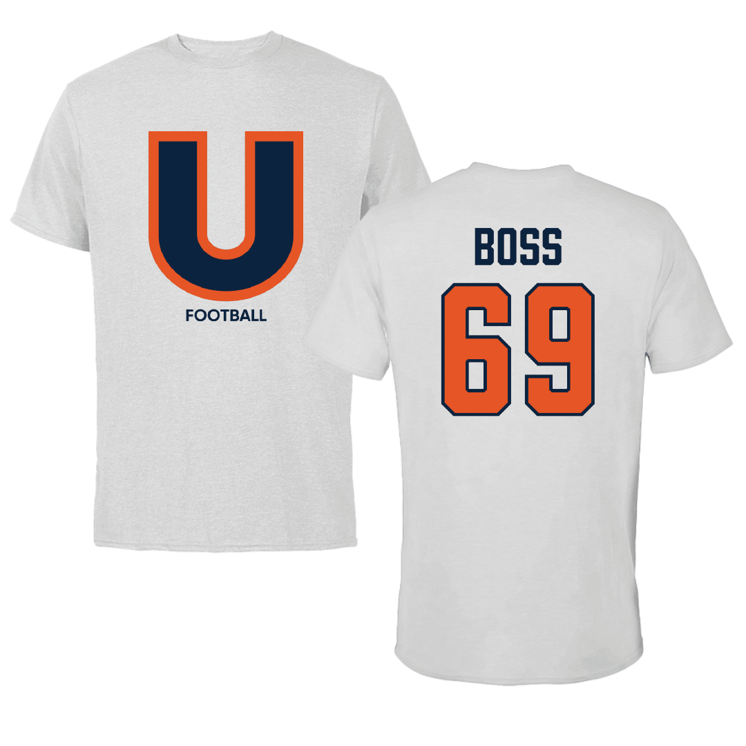 Utica University Football Light Gray Performance Tee - #69 William Boss