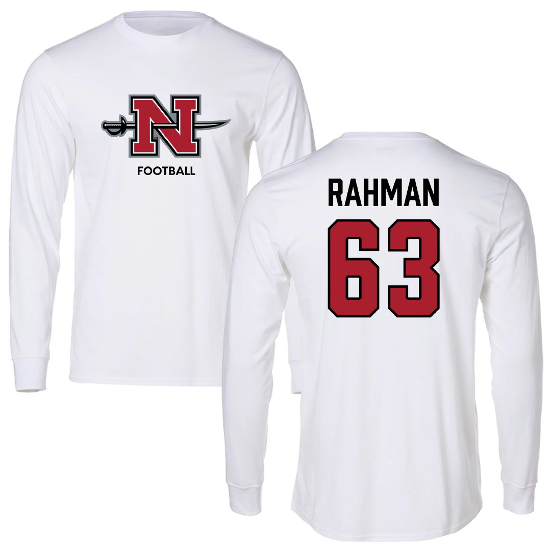 Nicholls State University Football White Long Sleeve - #63 Hamza Rahman