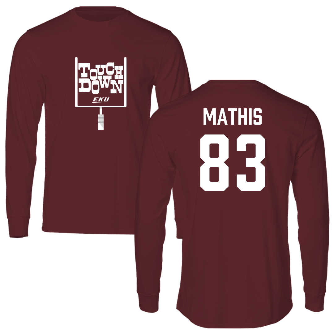 Eastern Kentucky University Football Maroon Touchdown Long Sleeve - #83 Bryant Mathis