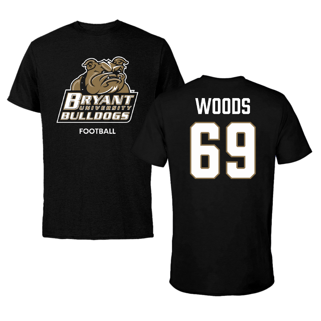 Bryant University Football Black Performance Tee - #69 Jeffery Woods