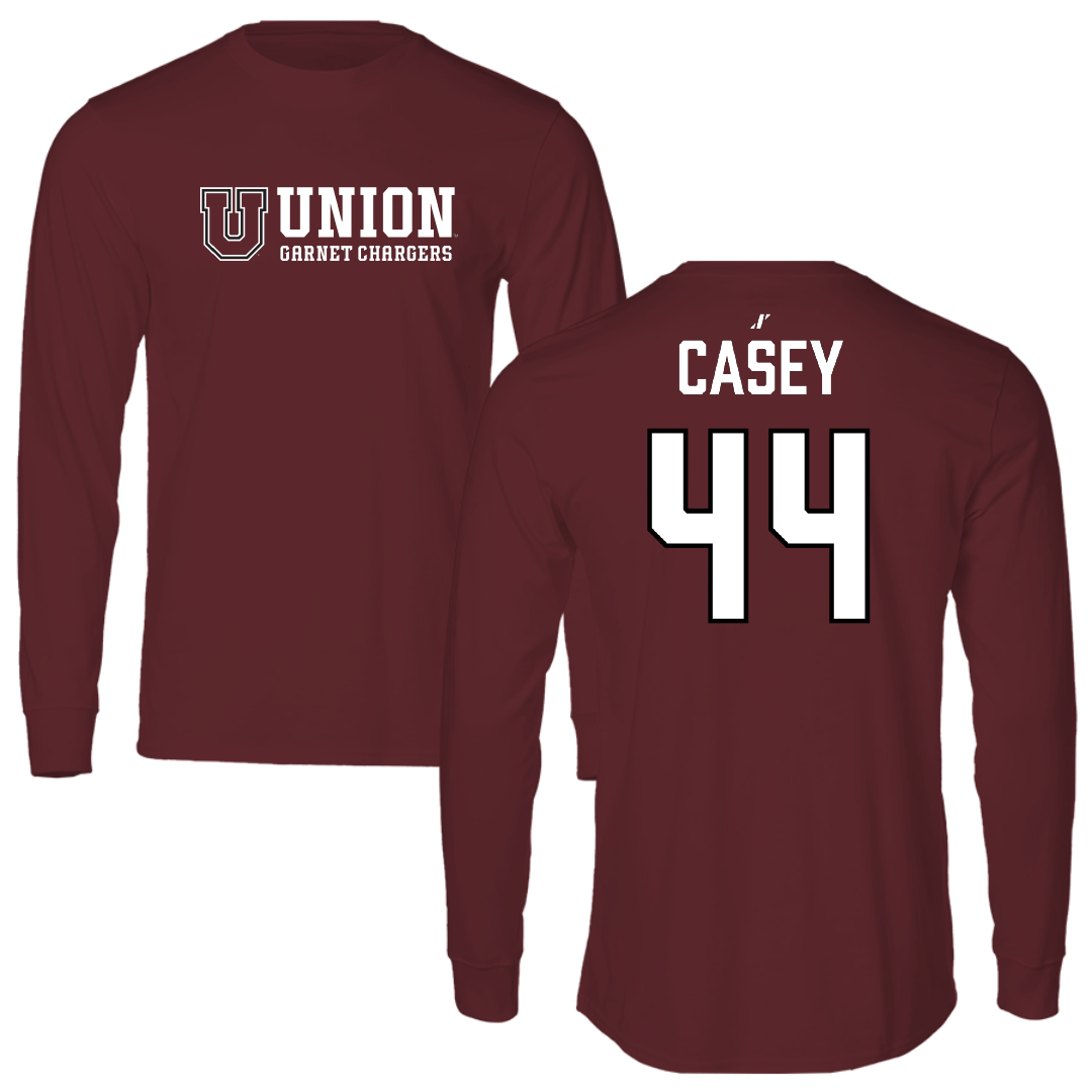 Union College Baseball Maroon General Performance Long Sleeve - #44 Alex Casey