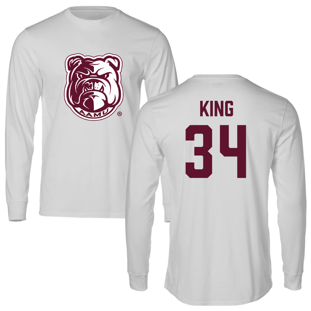 Alabama A&M University Football Light Gray Performance Long Sleeve - #34 Ej King