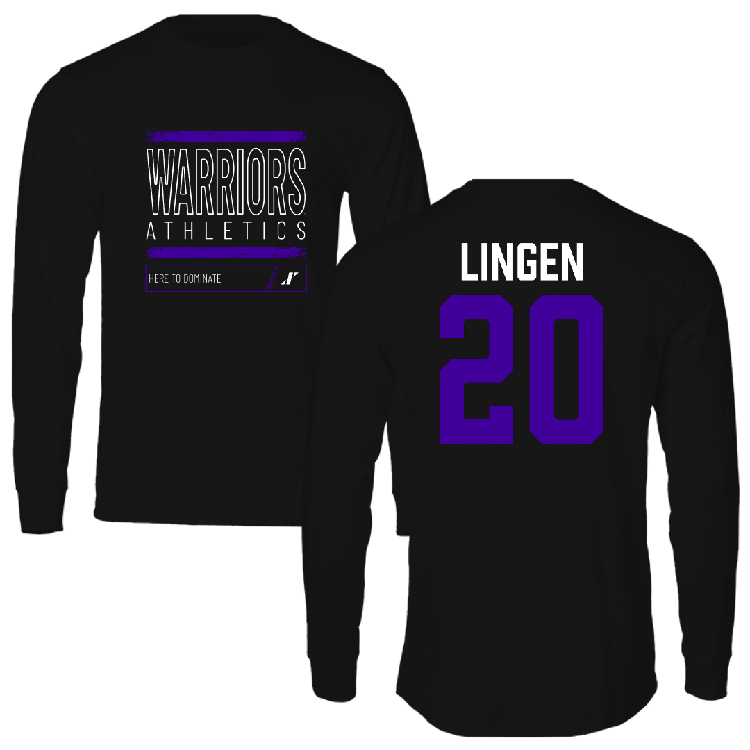 Winona State University Baseball Black Dominate Performance Long Sleeve - #20 Drew Lingen