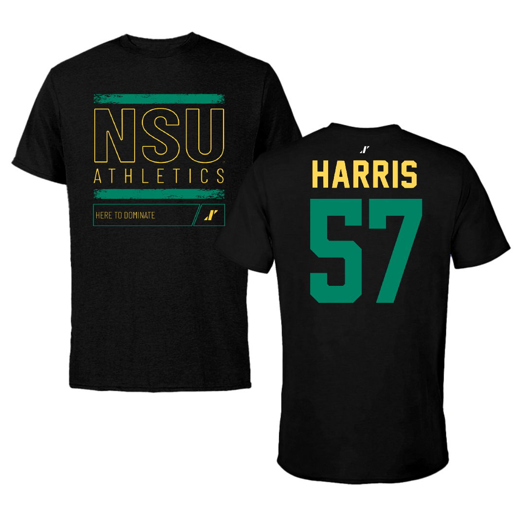 Norfolk State University Football Black Dominate Performance Tee - #57 Stewart Harris