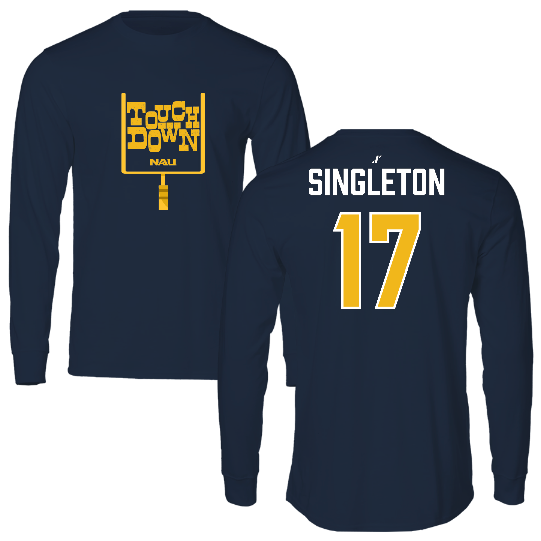 Northern Arizona University Football Navy Touchdown Performance Long Sleeve - #17 Myles Singleton