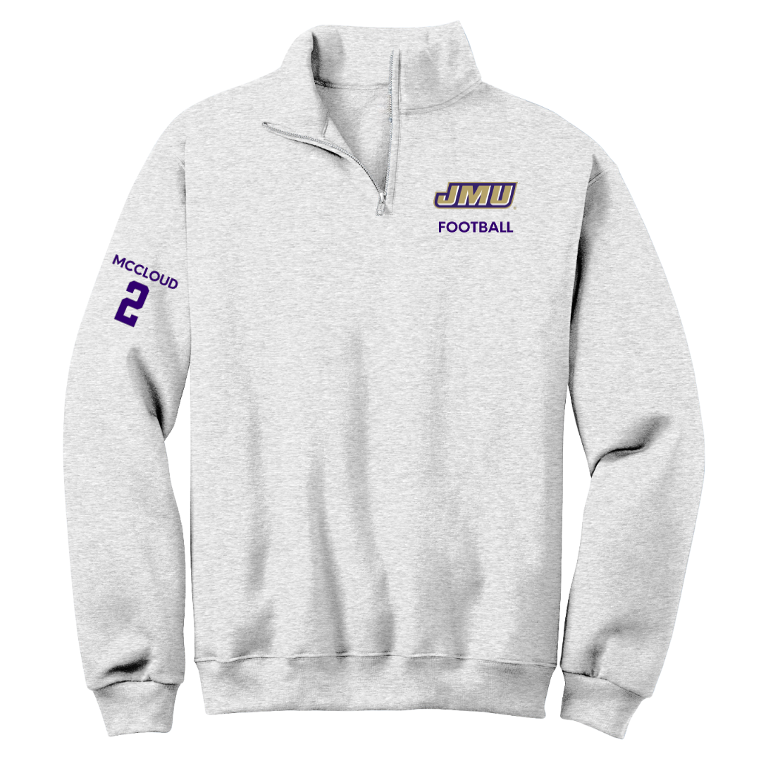 James Madison University Football Light Gray Quarter-Zip - #2 Jordan McCloud