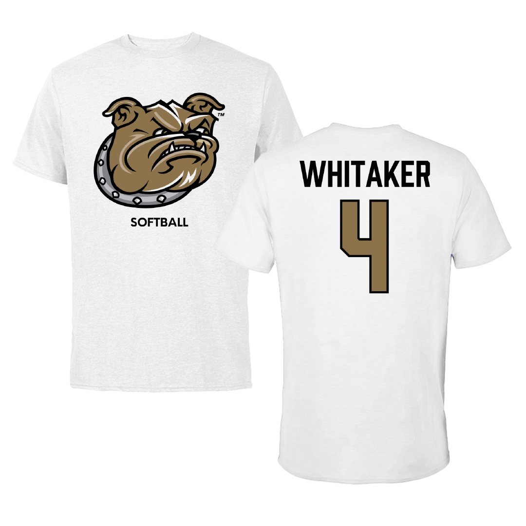 Bryant University Softball White Tee - #4 Keeley Whitaker