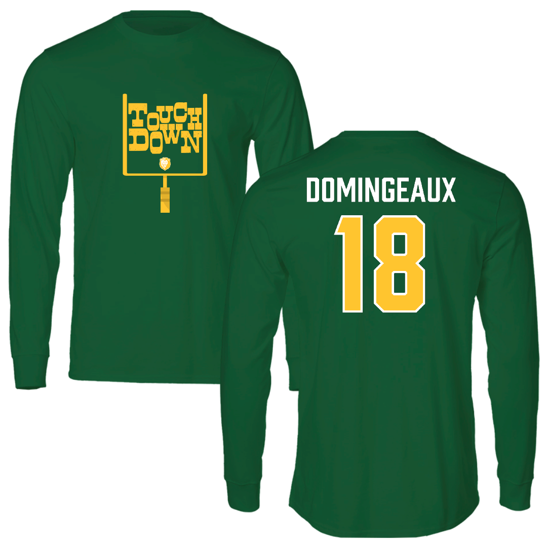 Southeastern Louisiana University Football Green Touchdown Long Sleeve - #18 Jaylon Domingeaux