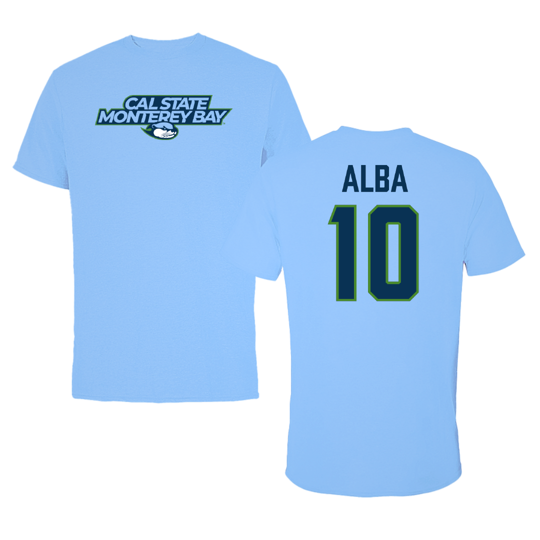 Cal State Monterey Bay Softball Carolina Blue Tee - #10 Anastacia Alba