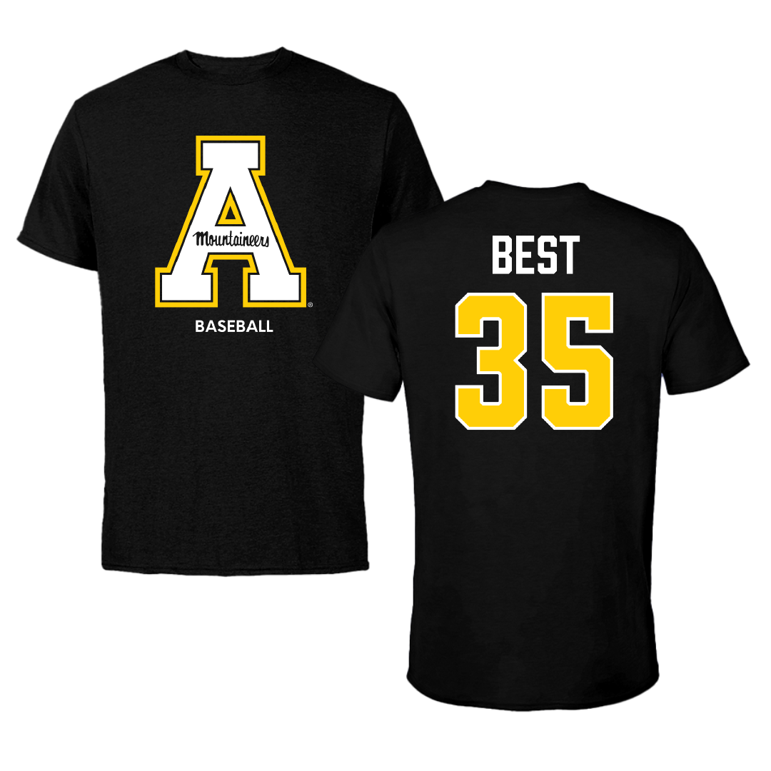 Appalachian State University Baseball Black Performance Tee - #35 Liam Best
