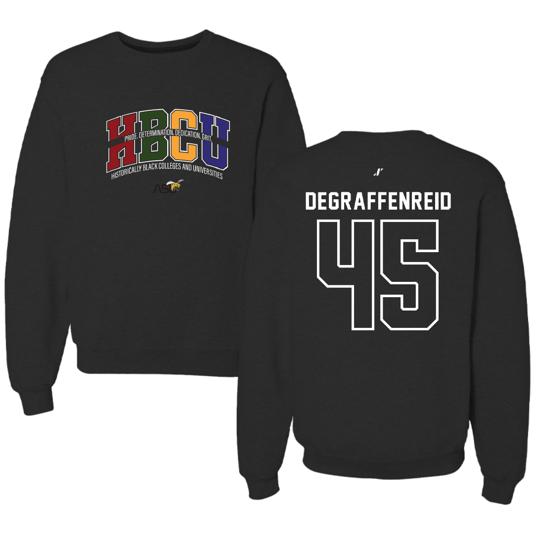 Alabama State University Football Black HBCU Crewneck - #45 Grant DeGraffenreid