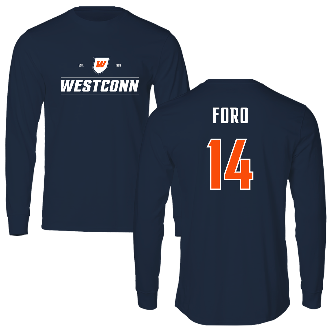 Western Connecticut State University Lacrosse Navy General Performance Long Sleeve - #14 Zack Foro
