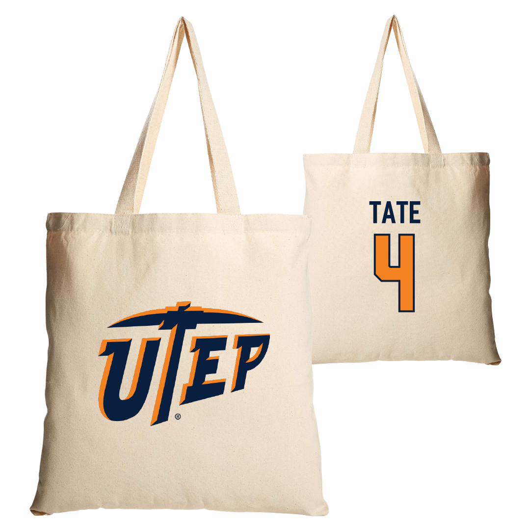 University of Texas at El Paso Football Tan Canvas Tote Bag - #4 Trevon Tate