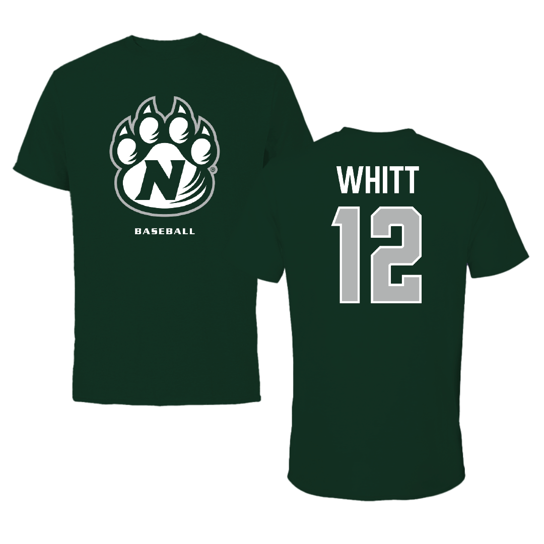 Northwest Missouri State University Baseball Forest Green Mascot Tee - #12 Bronco Whitt