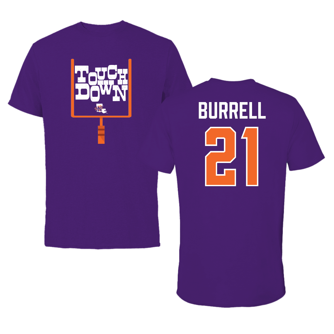 Northwestern State University Football Purple Touchdown Performance Tee - #21 Kolbe Burrell