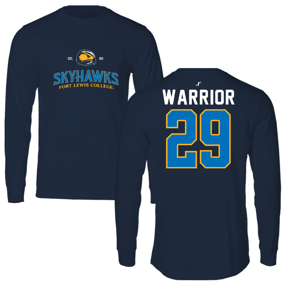 Fort Lewis College Lacrosse Navy General Performance Long Sleeve - #29 Marla Warrior