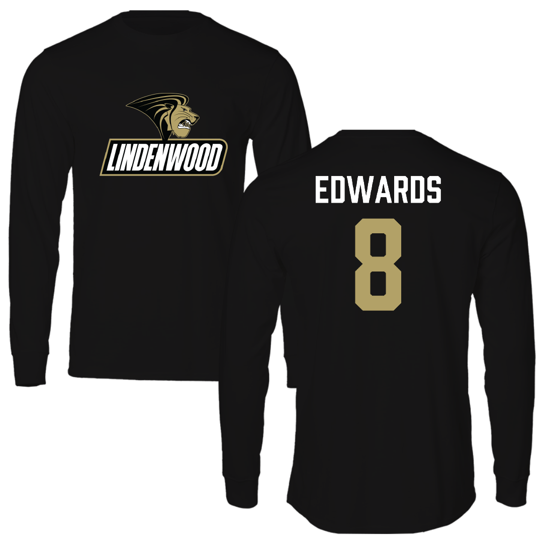 Lindenwood University Baseball Black Performance Long Sleeve - #8 Kam Edwards