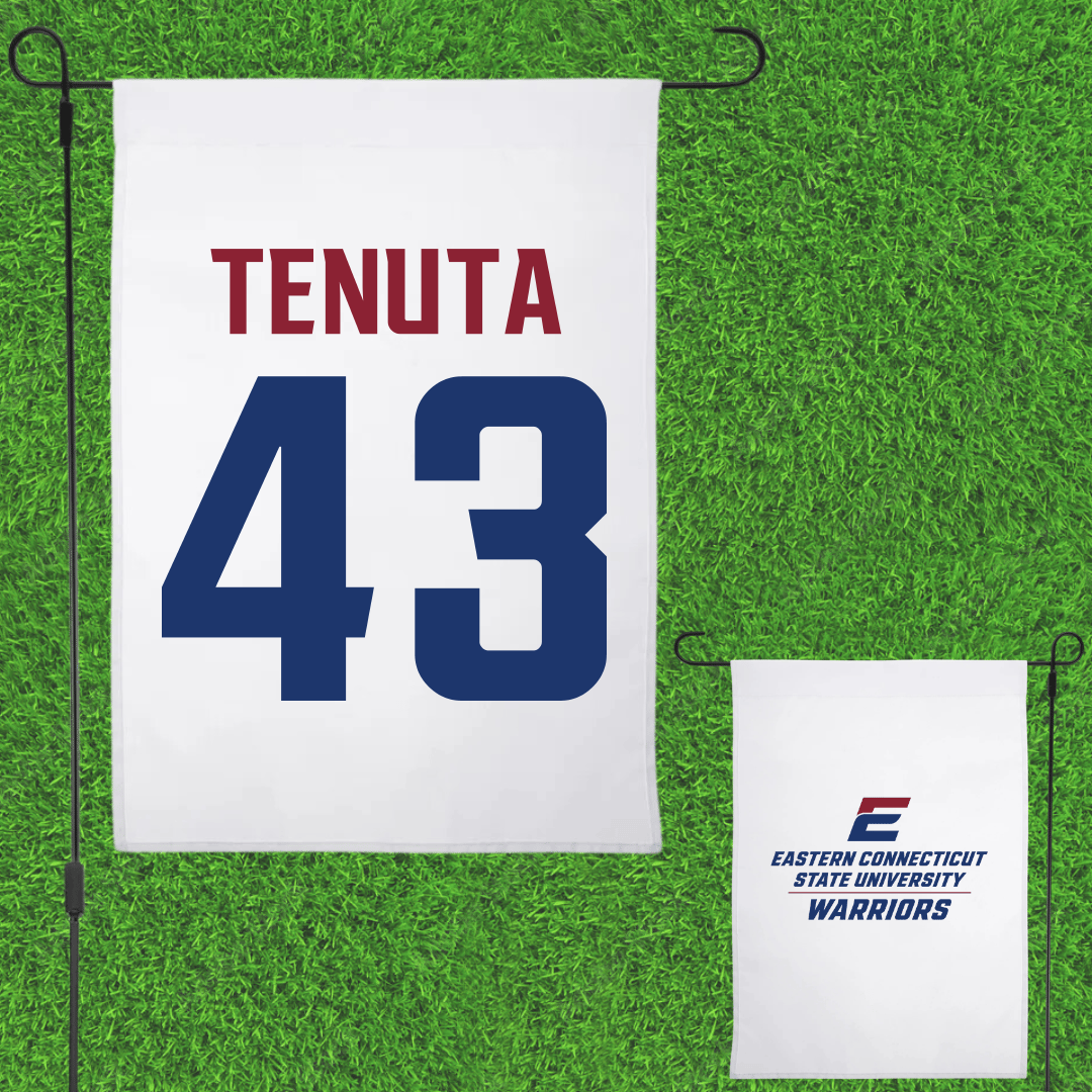Eastern Connecticut State University Baseball White Garden Flag - #43 Jack Tenuta