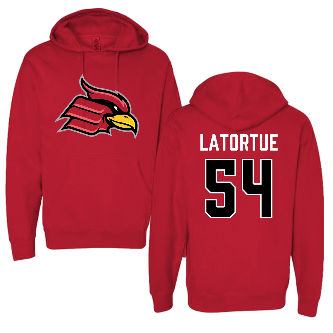 Wheeling University Football Red Hoodie - #54 Ralph Latortue
