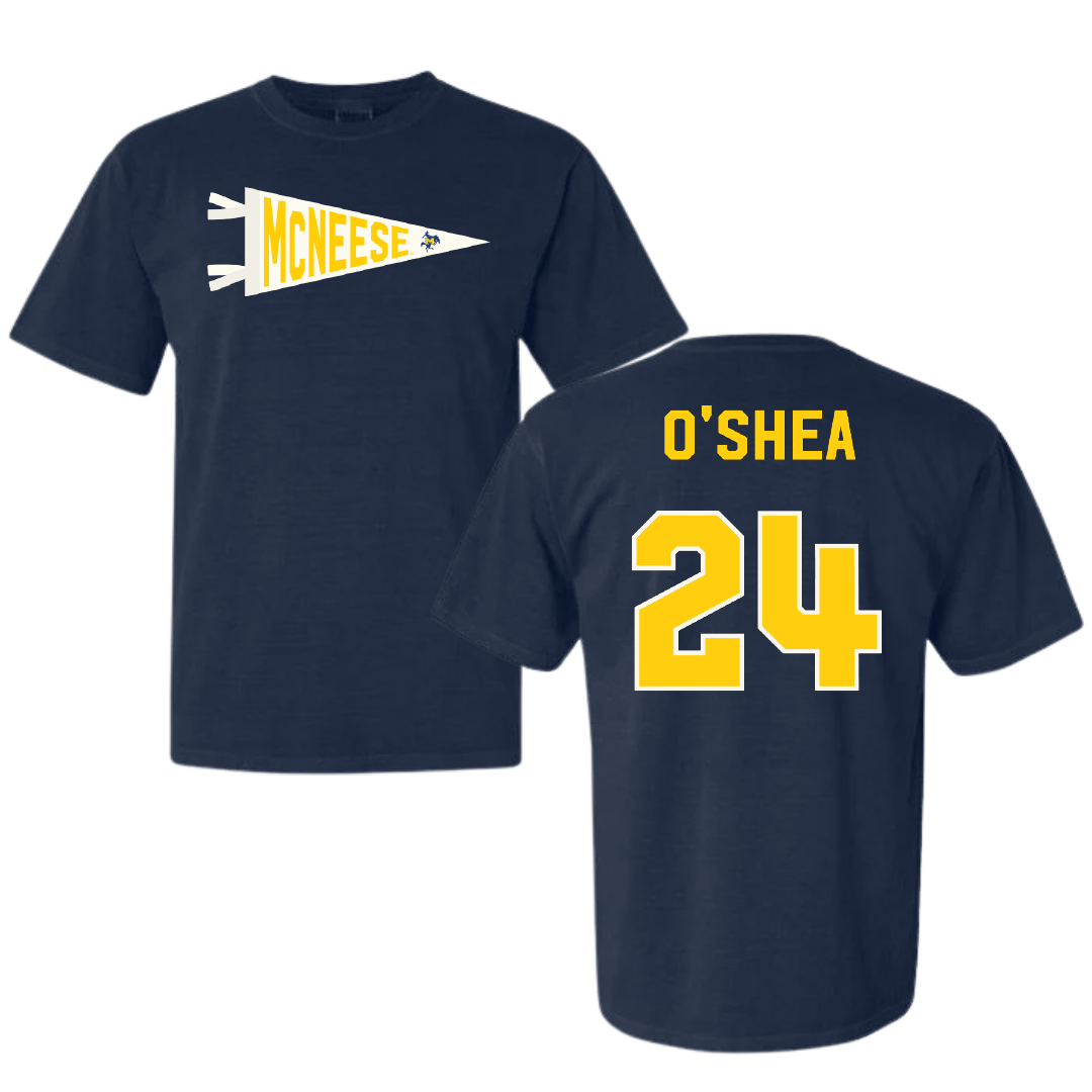 McNeese State University Soccer Navy Pennant Comfort Colors Tee - #24 Sydney O'Shea
