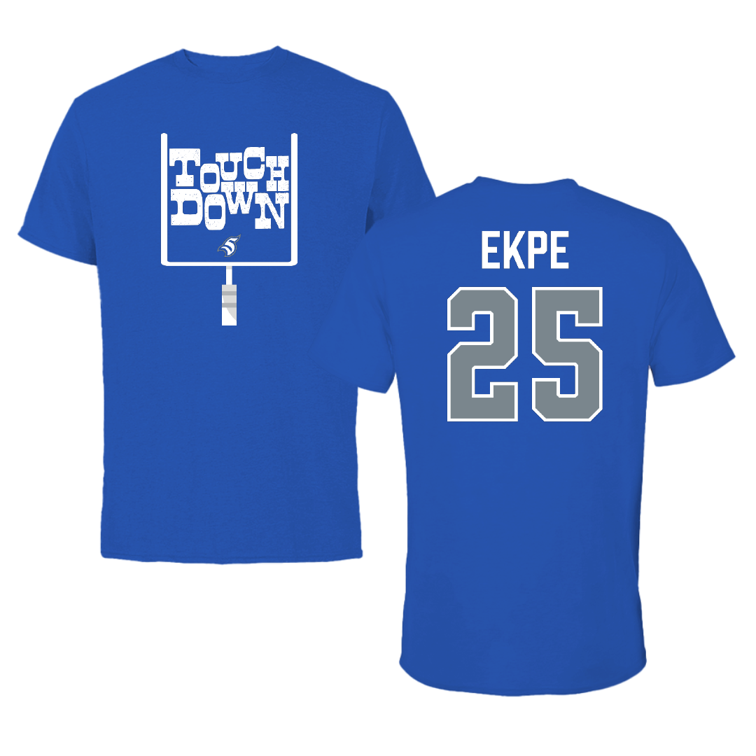 Thomas More University Football Blue Touchdown Tee - #25 Emmanuel Ekpe