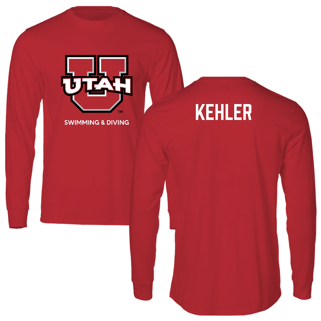 University of Utah Swimming & Diving Red Utes Long Sleeve - Jackson Kehler