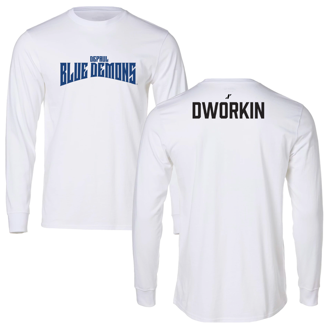 DePaul University Rugby (M) White Classic Performance Long Sleeve - Ja Dworkin