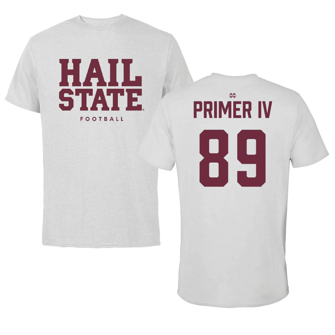 Mississippi State University Football Solid Athletic Gray Performance Tee - #89 Jessie Primer IV