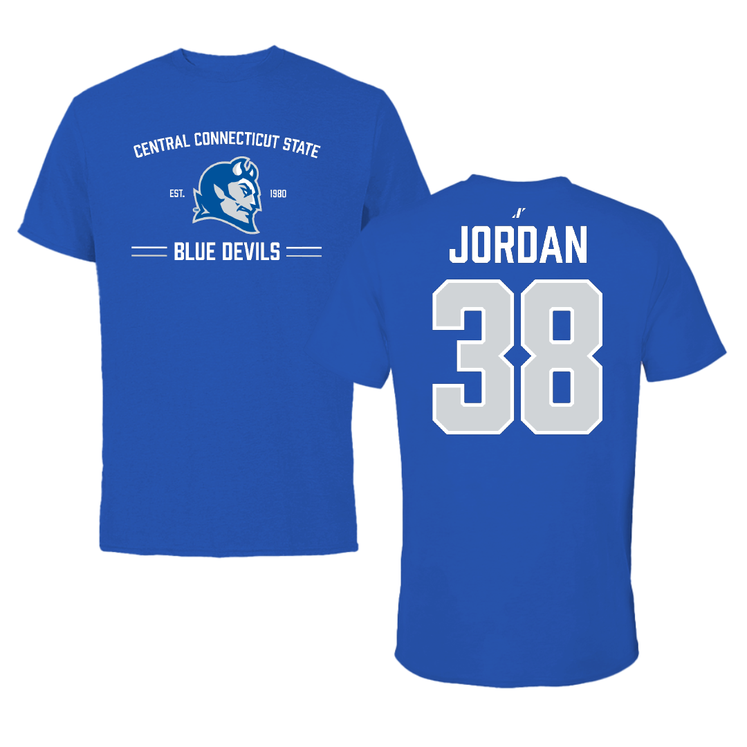 Central Connecticut State University Baseball Blue General Performance Tee - #38 Louis Jordan