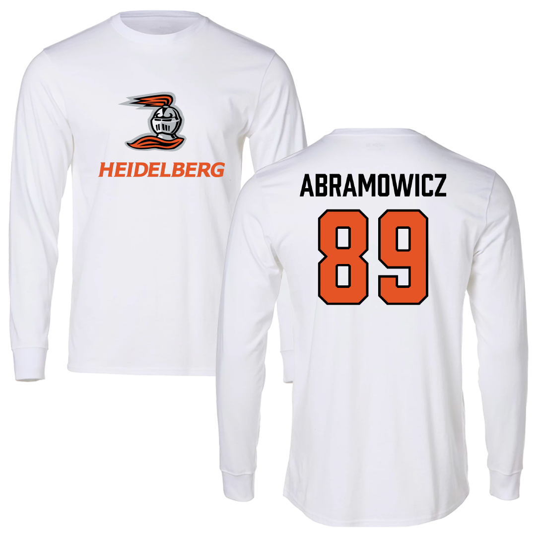 Heidelberg University Football White Performance Long Sleeve - #89 Nash Abramowicz