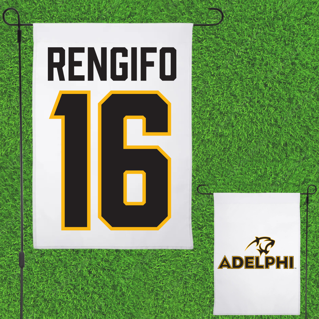 Adelphi University Baseball White Garden Flag - #16 Giancarlo Rengifo
