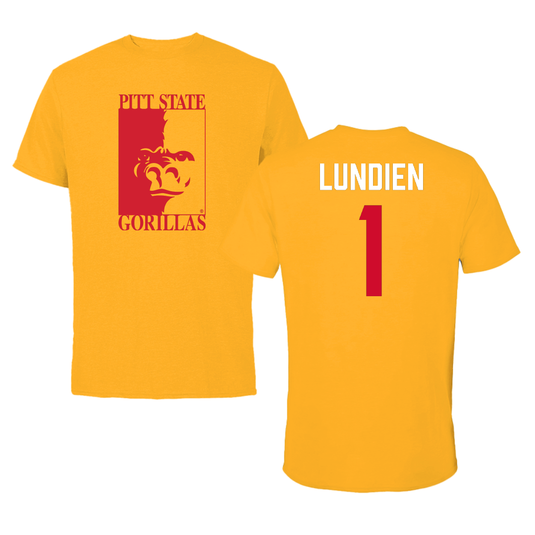 Pittsburg State University Softball Gold Tee - #1 Taylor Lundien