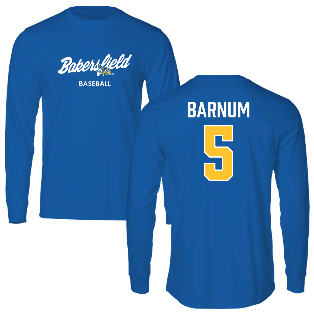 California State University-Bakersfield Baseball Blue Performance Long Sleeve - #5 Lewis Barnum