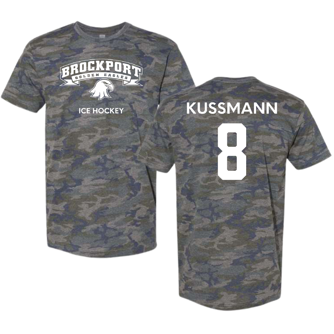 SUNY Brockport Ice Hockey (M) Vintage Camo Tee - #8 Kyle Kussmann