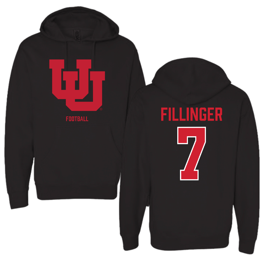 University of Utah Football Black Block Hoodie - #7 Van Fillinger