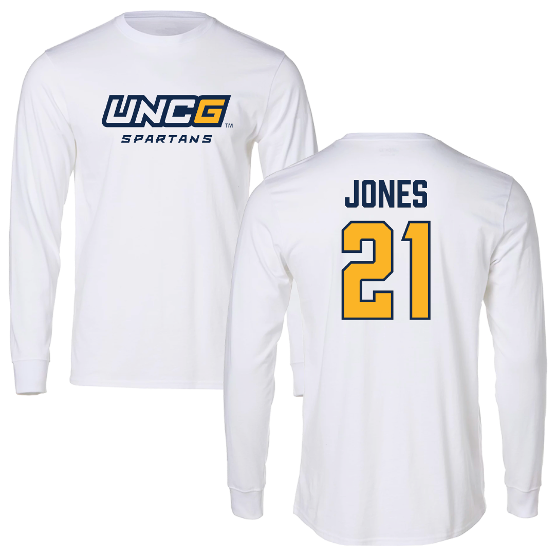 UNC Greensboro Softball White Performance Long Sleeve - #21 Rhyann Jones