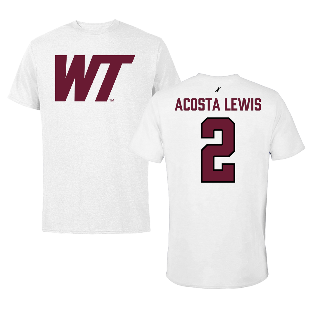 West Texas A&M University Football White Tee - #2 Jamel Acosta Lewis