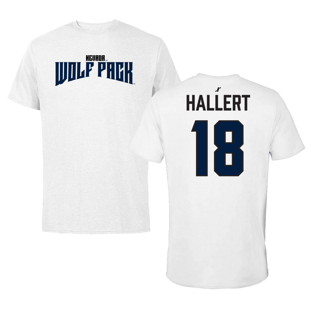 University of Nevada Soccer (W) White Classic Tee - #18 Ella Hallert
