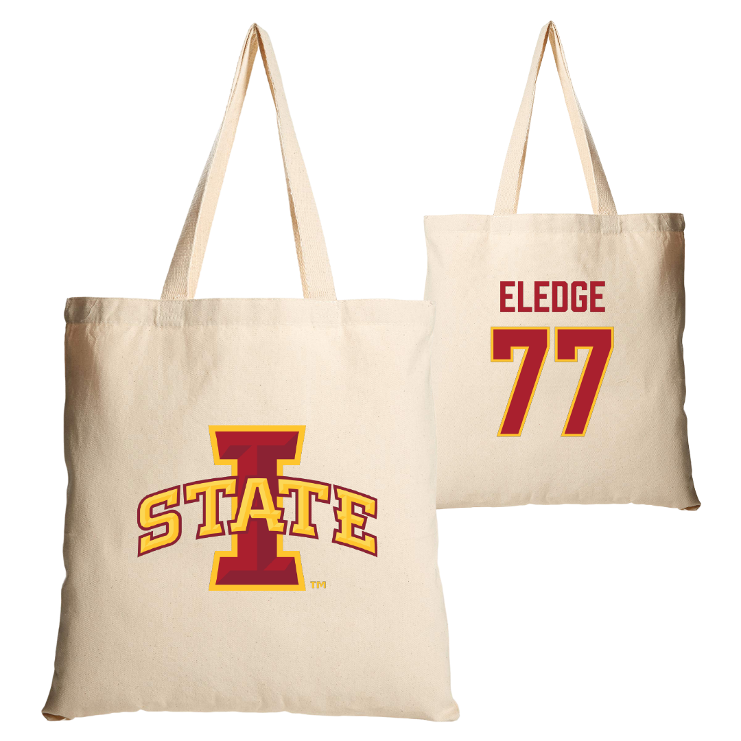 Iowa State University Football Tan Canvas Tote Bag - #77 Easton Eledge