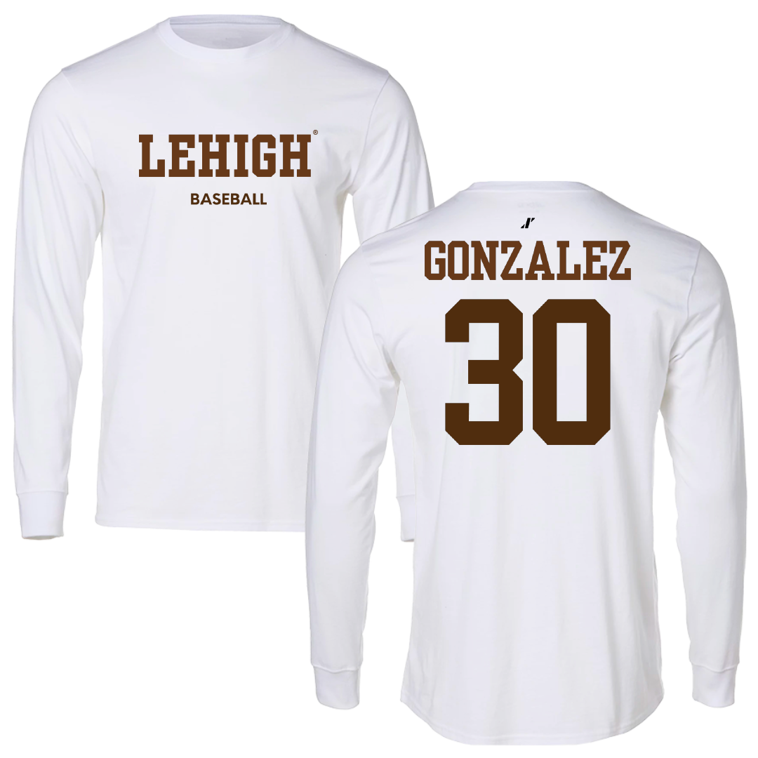 Lehigh University Baseball White Long Sleeve - #30 Anthony Gonzalez