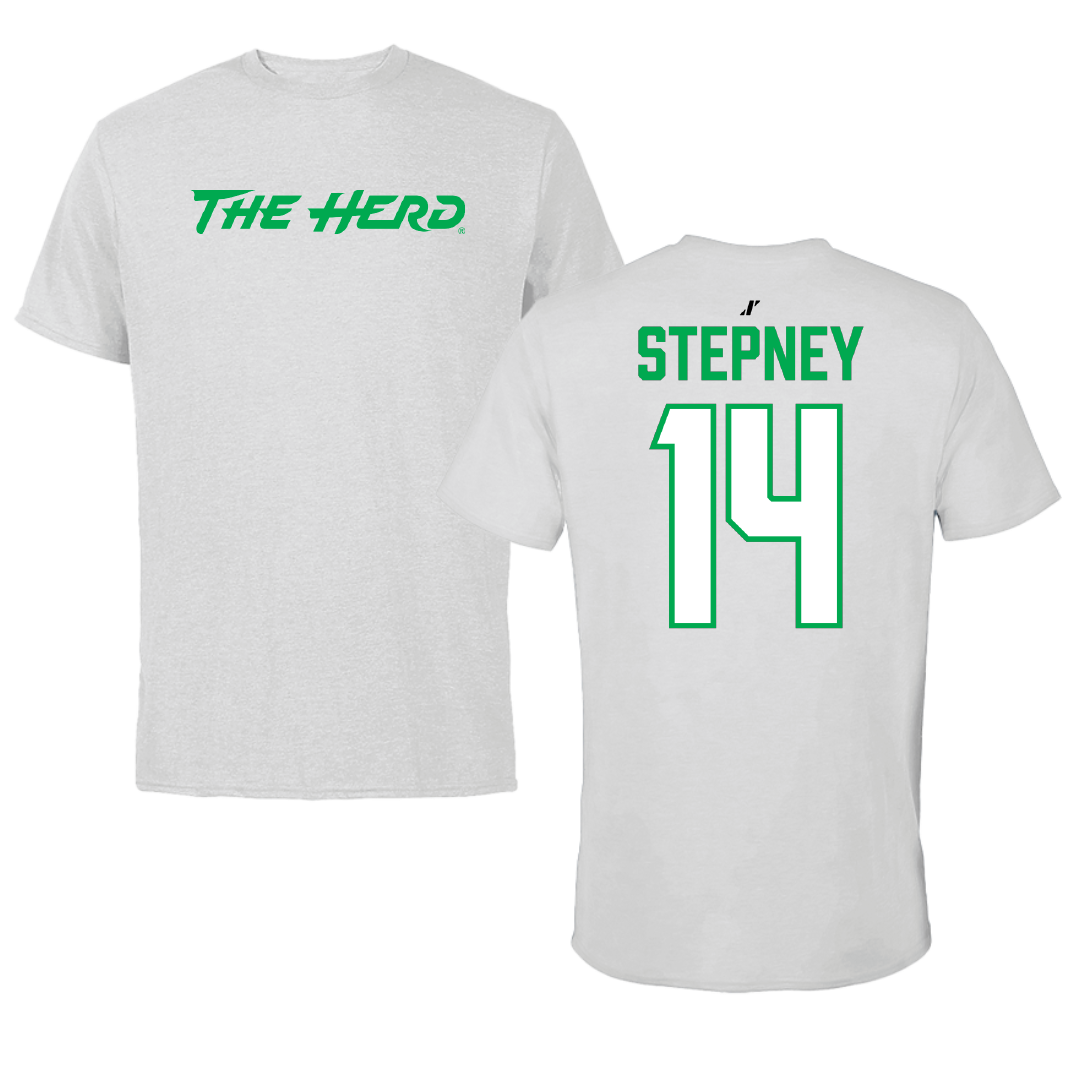 Marshall University Football Light Gray Performance Tee - #14 Dejavion Stepney